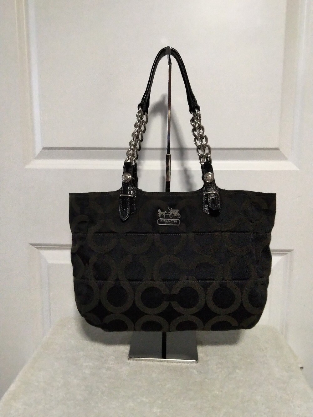 Authentic Vintage Coach Madison Tribeca Black Sateen Canvas Tote Bag